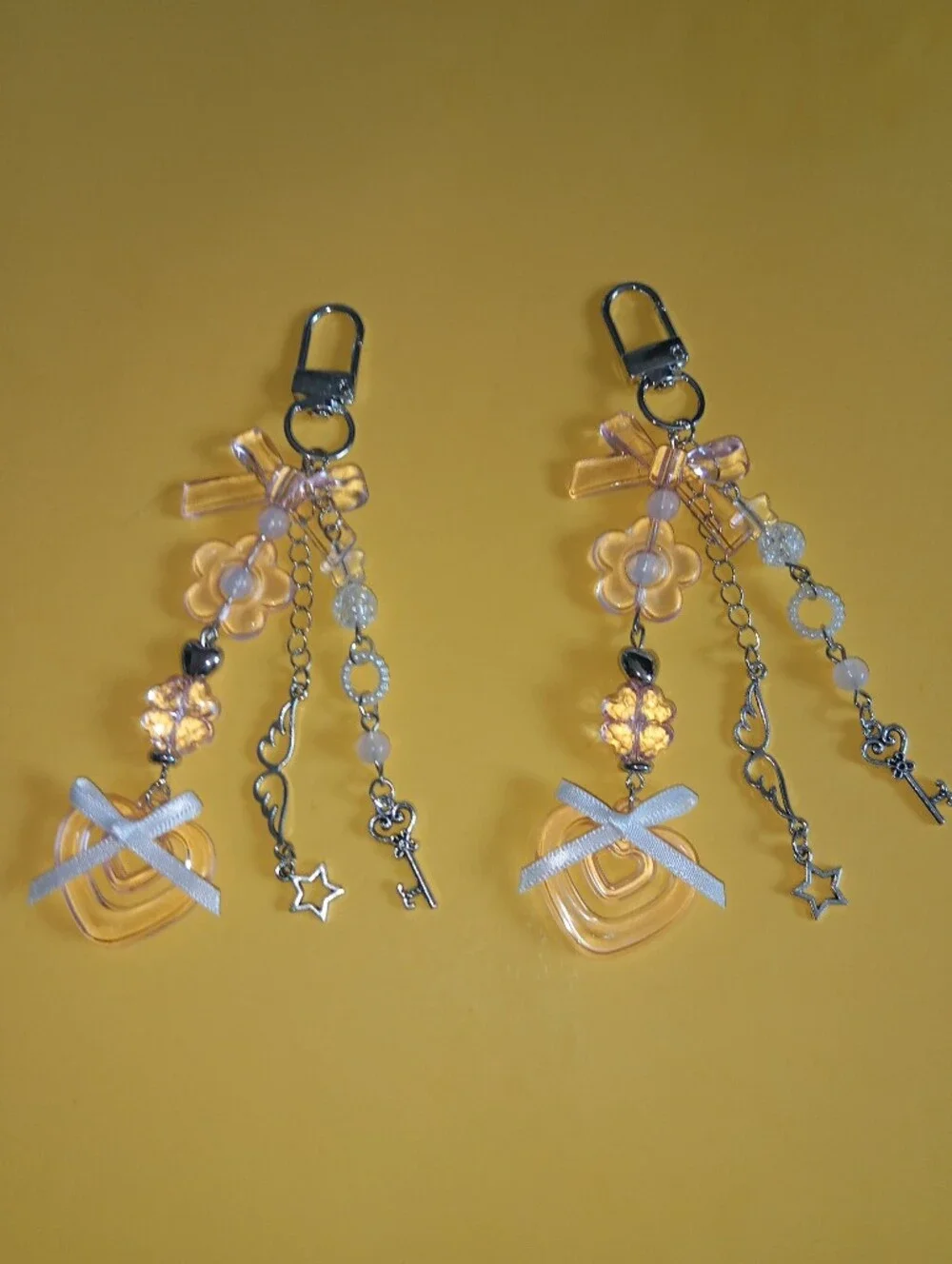 Two Y2K Style Delicate Pink Heart Phone Charms